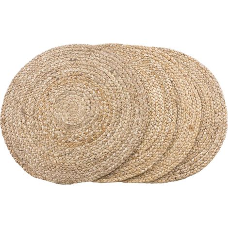 Set 4 tovagliette rotonde in iuta intrecciata naturale ø38 cm