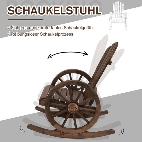 Fauteuil à bascule en bois massif traité anti-intempéries, style rustique, dimensions 68x88x92 cm (1/4)