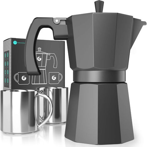 Cafetière à expresso Cafetière à induction rapide - Comprend 2 tasses en acier inoxydable - Capacité de préparation de 350ml/6 tasses (1/5)