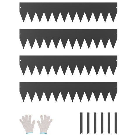 Borde de Acero Galvanizado para Paisajismo, 1016 x 203 x 1,5 mm, 4 Piezas de Borde de Metal Resistente a la Oxidación, Divisor de Camino de Jardín para Parterres de Flores, Césped, Negro (1/5)
