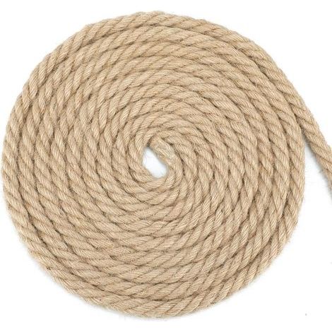 Juteseil, 12 mm, 4-fädig, 10 m, reißfest, für Gartenarbeit, Camping und Dekoration (1/5)