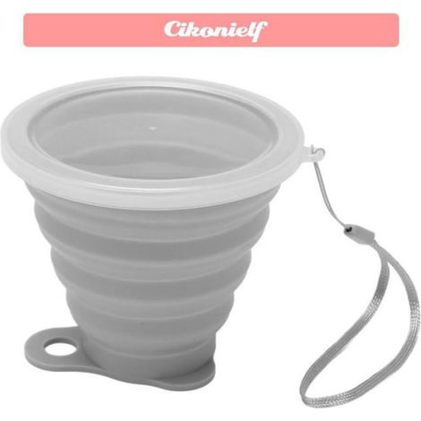zerone Tasse pliable en silicone Lot De 2 Tasses Pliables En Silicone Écologique Avec Couvercle Pour Boire En linge statue Gris (1/5)
