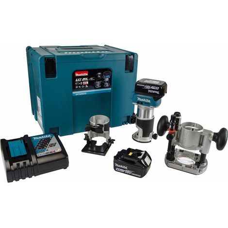 Makita DRT50RMJX2 18v Cordless Brushless Laminate Router Trimmer + Plunge Base + (1/5)