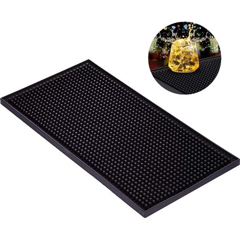 Tappetino da bar in PVC - 30 x 15 cm - asciugatura rapida - ideale per bar, cucine, caffè, ristoranti, banconi - nero (1/5)