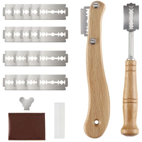 Lame a Pain Boulanger, Couteau a Pain Slashing Outil avec 20 Acier Inoxydable Lames pour DIY Graver des Motifs de Pain (1/5)