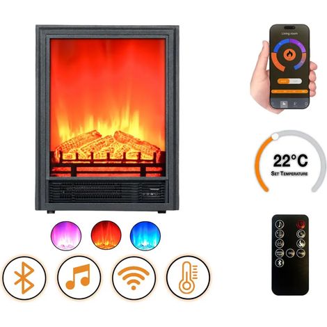 Elektrokamin DLC Home EF1 1800 W Bluetooth-Lautsprecher Flammeneffekt WLAN Fernbedienung Heizung 17 27 C