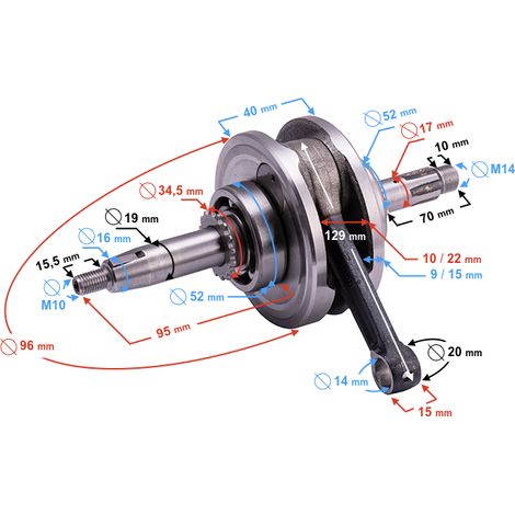 Cigüeñal de 130 cc para ciclomotor (1/3)