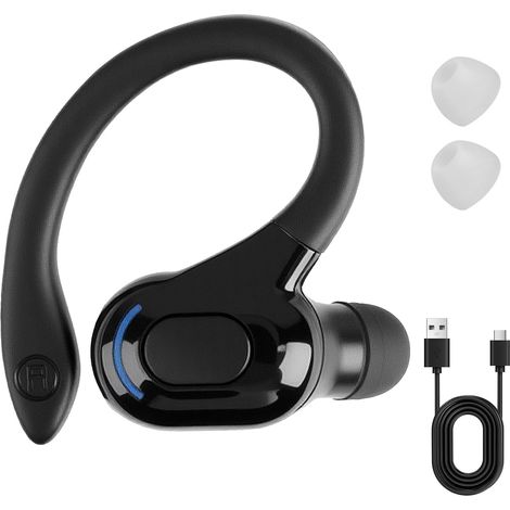 Oreillette Bluetooth Sans Fil V5.2 avec Micro, Casque Bluetooth Sans Fil 20H de Lecture, Kit Main Libre Voiture, Ecouteurs Mono pour Android PC Bureau Conduite Affaires Sport (1/5)