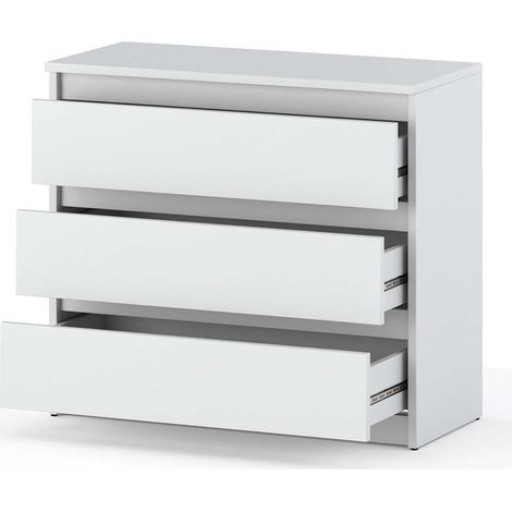 Weiße Kommode 80 cm 3S TV-Schrank Möbel für Wohnzimmer, Schlafzimmer, Dachboden