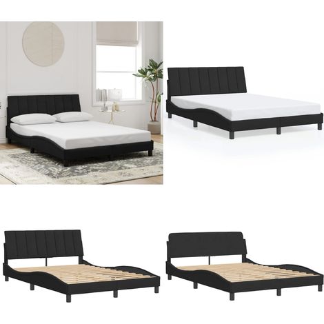 Bettgestell ohne Matratze Schwarz 120x200 cm Samt - Bettsofa - Samtbettwäsche - Doppelbett - Boxspringbett - Lattenrost - Home & Living