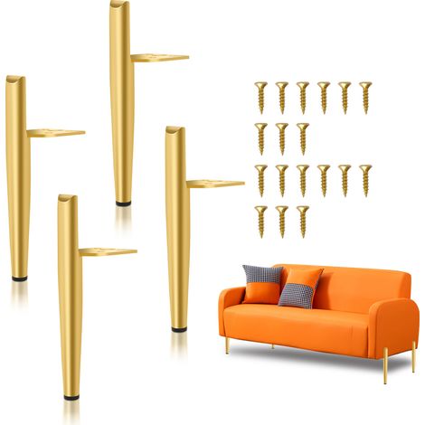 Wolketon Lot de 4 Pieds de meubles base ronde Moderne Pieds de Armoire pour Table Hauteur 13cm Métal doré