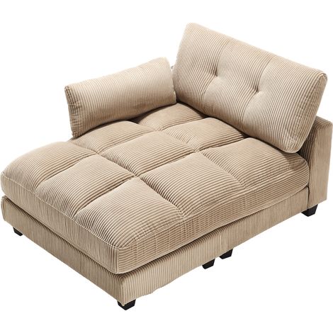 Fauteuil en velours côtelé moelleux, accoudoirs avec coussins roulants, appuie-tête rabattable, trois porte-gobelets et poche latérale, pour salon et chambre, kaki (1/5)