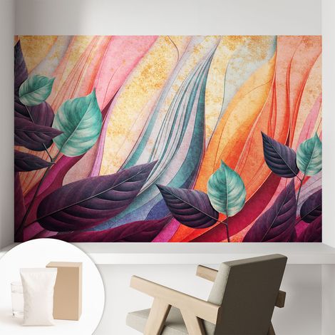 Carta Da Parati Facile Da Installare - Vlies Per Arredamento Interno - Per Pareti - Stile Moderno - Con Colla Gratuita Foglie astratte 104x70 cm (1/5)