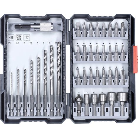 kwb 108910 39teilig Bohrer- und Bit-Sortiment Metall 2 mm, 2.5 mm, 3 mm, 3.5 mm, 4 mm, 5 mm, 6 mm, (1/5)