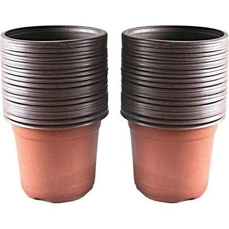 Lot de 100 pots en plastique pour semis et plantes, 10 cm,Doux et déformable, pas facile à casser (1/4)