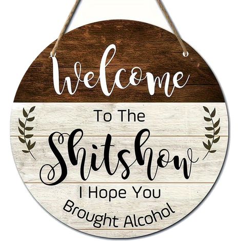 Humorvolles rustikales Holzschild „Willkommen im Wald“ (20 x 20 cm) – mit witzigem Alkohol-Thema, ideal für Hausbar, Kneipe, Partys und als Geschenk (1/5)