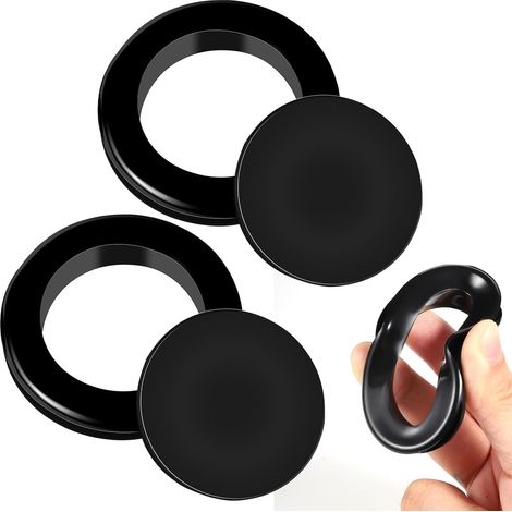Set di 2 pezzi composto da anelli per fori per ombrellone da tavolo da giardino e coperture in silicone, accessori per supporto ombrellone da 4,3 cm, tavolo da giardino in vetro da spiaggia (nero)