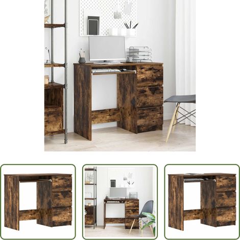 Bureau moderne - Bureau Chêne fumé 90x45x76 cm Bois d'ingénierie (1/5)