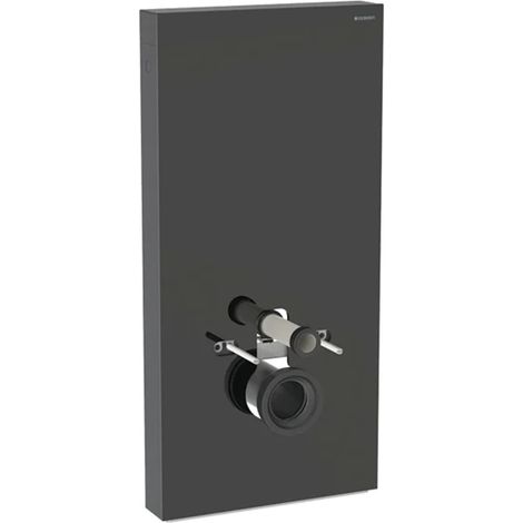 Panneau sanitaire Geberit MONOLITH pour WC suspendu, 101 cm, habillage frontal en verre noir, latéral aluminium chromé noir - Geberit (1/4)