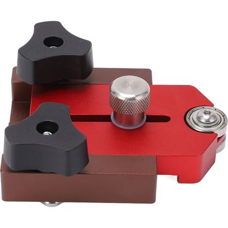 Poussoir de sécurité pour scie circulaire à table, butée de poussée en aluminium rouge et noir, limiteur de coupe portable pour menuiserie (1/5)