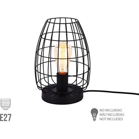 Lampe De Table Métallique E27 60w Couleur Noire ø20x27,5cm Edm (1/3)