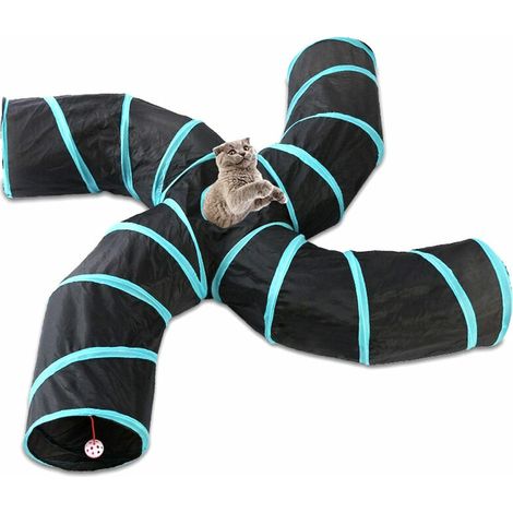 Green Mobility-Tunnel Cat Indoor 4 Way Pet Tunnel De Jeu Tunnel Pliable Tube Kitty Tunnel Peek Trou Jouets Pour Animaux Jouets Pour Chats Chiots Lapins (1/4)