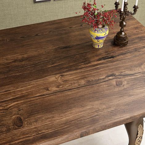 40CM x 12M Vinyle Stickers Meubles Effet Bois Marron Film Décoratif Papier Peint Épaissi Auto-Adhésif Amovible Autocollants Vintages pour Table Tiroir Placard Comptoir Armoire Porte (1/5)