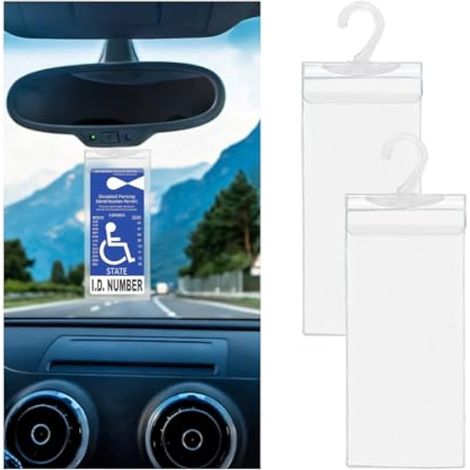 Mandark Lot de 2 supports de plaque de protection ultra transparents pour permis de stationnement handicapés avec crochet - Accessoires de protection universels pour véhicules - 29 x 12,7 cm (1/5)
