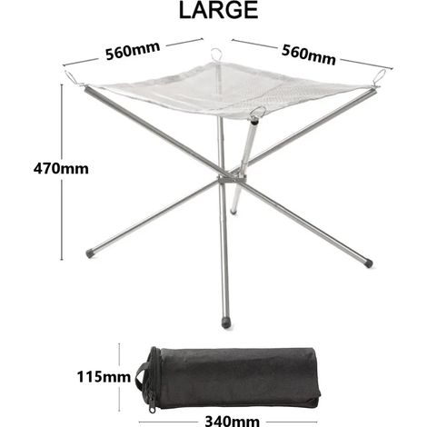 Démontage du support de feu de camp pliable en acier inoxydable pour feu de jardin ou barbecue, idéal pour le camping et les activités de plein air. (1/5)