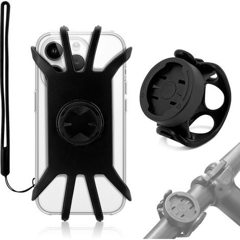 Supporto per telefono da manubrio per bicicletta, supporto per cellulare con fascia in silicone, rimovibile e flessibile, per bici da strada, monopattini elettrici, passeggini, compatibile con (1/5)