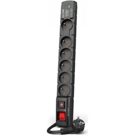 Acar USB W2438 Surge Protector with Fast Charger 5m Black