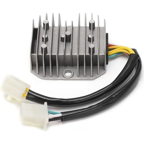 12V 7-Draht-Reglergleichrichter mit Doppelstecker aus Aluminiumlegierung und ABS für Roller, Mopeds und ATVs