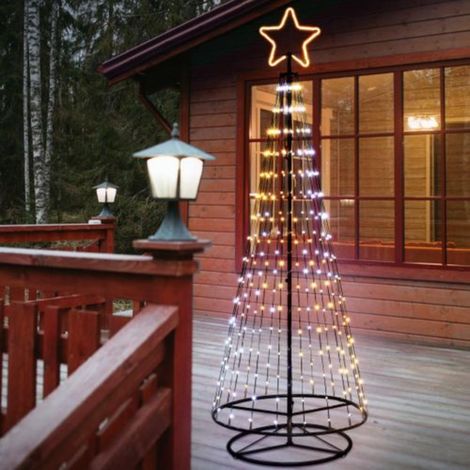 Albero Conico luminoso ripiegabile con gocce di luce da esterno -Multicolor / 240 cm
