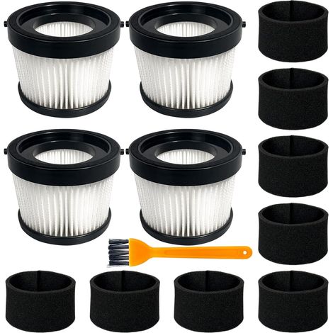 Lot de 4 filtres HEPA DCV5011H compatibles avec aspirateur à main sans fil DEWALT DCV501HB, avec 8 filtres à manchon en mousse et 1 brosse (1/5)