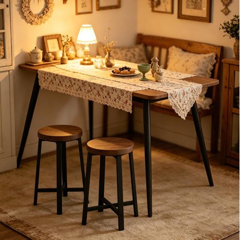 Sillas vintage industriales de madera y metal 2 uds OKMYHOME (1/5)