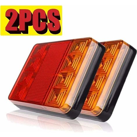 Lot de 2 feux arrière LED 12V – Imperméables avec indice IP65 – 20 LEDs haute intensité – Pour remorque, camion, bateau, caravane