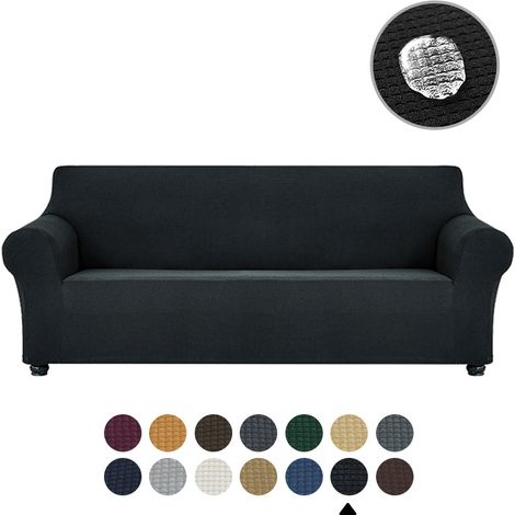 Vollständig gepolstertes elastisches Sofakissen, für alle Jahreszeiten geeignet, passend für Dreisitzer-Sofas, haustierfreundlich (90-140 cm), Möbelbezug, geeignet für Kinder und Hunde (S, schwarz).