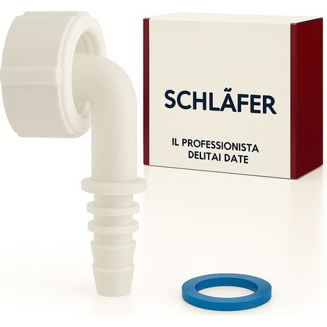 Schläfer 655813  Raccordo a Gomito 1"con curva 90 gradi per Scarico Condensa  per Sifone a incasso, Compatibile con Scarico Asciugatrice, Condizionatori, Deumidificatori, Tubo Portagomma Ø 8-17 m (1/5)