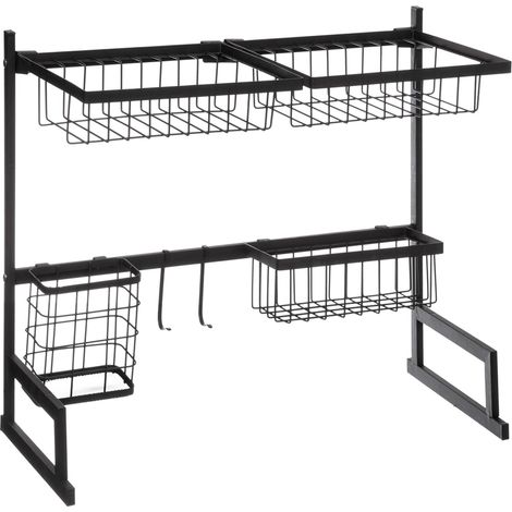 Organizer A 2 Livelli Per Lavello Con Scolapiatti In Metallo Nero (1/5)
