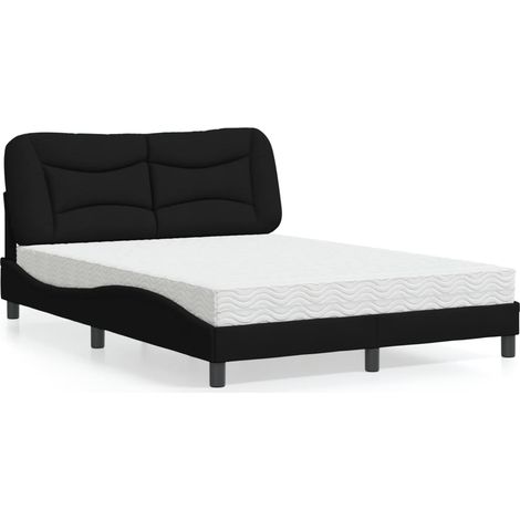 Bett mit Matratze "Hvar" Schwarz 140x190 cm Stoff