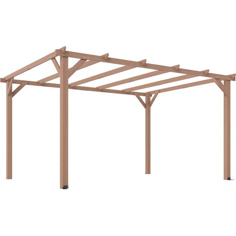 Outsunny 4x3 m Garden Wooden Pergola Gazebo Grape Trellis, Maple Wood-effect (1/5)