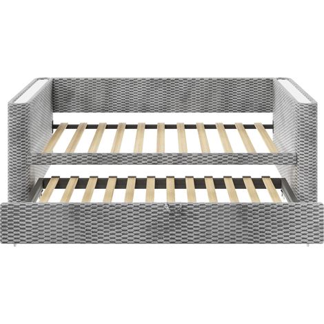 Letto da giorno convertibile 90 x 200 cm con LED, velluto grigio, rete a doghe (1/5)