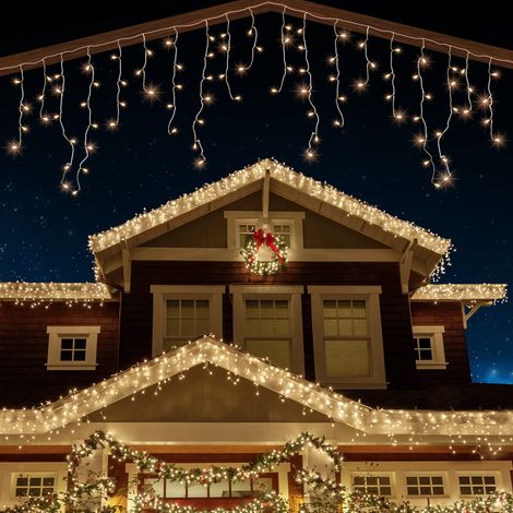 Guirlande Lumineuse 17 virgule 4m 500 LED Blanc Chaud Guirlande Stalactite Noel Idéales Fenêtre Jardin électrique Guirlande Câble (1/5)