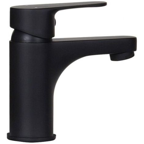 QORVA-Robinet de lave-mains mitigeur noir mat – Cuivre et alliage de zinc – Finition élégante pour salle de bain moderne – Eau chaude et froide