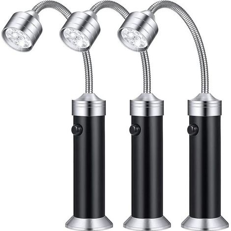Set di illuminazione per barbecue da 3 pezzi, lampada a LED con base magnetica, collo regolabile a 360 gradi, per barbecue all'aperto, colore nero. (1/5)