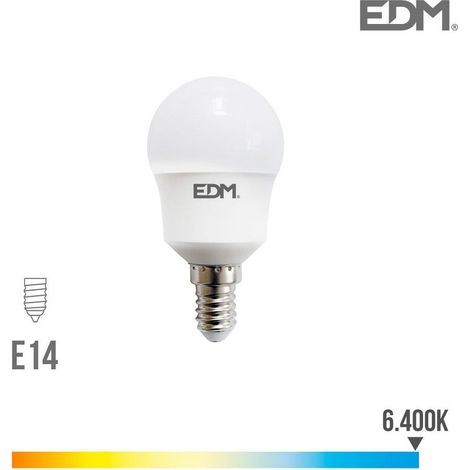 EDM Sphärische LED-Glühbirne E14 8,5 W 1000 lm 6400 K Kaltlicht Ø4,5 x 8,8 cm