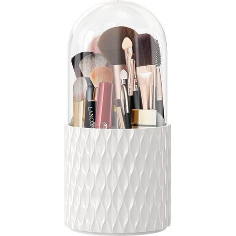 Organisateur de Pinceaux de Maquillage à 360° avec Couvercle - JINFGERNE - Boîte de Rangement Rotative, Présentoir Pratique pour Pinceaux et Accessoires, 11 x 23 cm, Design Élégant (1/5)