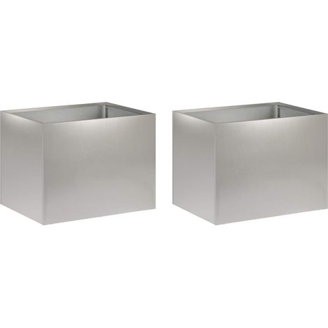 Garden Planter 2 pcs Silver 40 x 30 x 30 cm Stainless Steel vidaXL