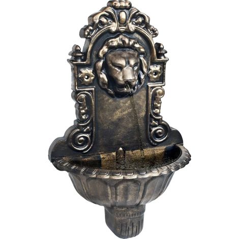 Tête de Lion Fontaine : décoration murale extérieure, aspect cuivre (1/5)