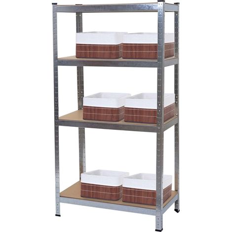 Étagère de rangement 4 niveaux 160 x 80 x 40 cm avec 6 paniers pour charge lourde métal galvanisé plateaux en MDF 040010993